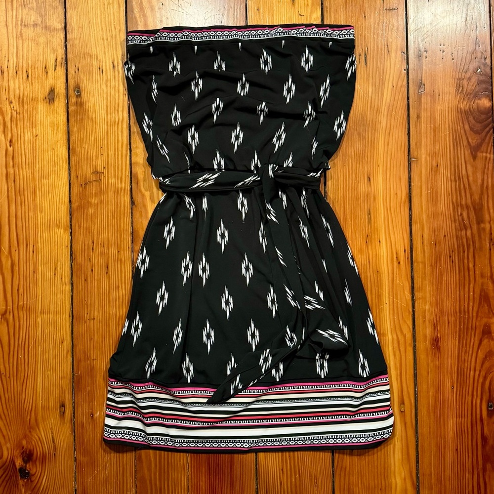 White House Black Market Black Dress with Pink & White Trim